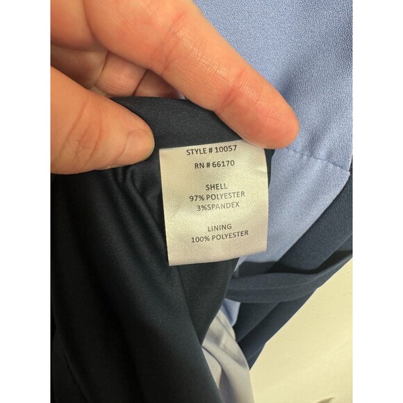 Hutch Small Colorblock Crepe Faux Wrap Midi Dress Blue Purple Flutter Sleeve - Picture 10 of 13